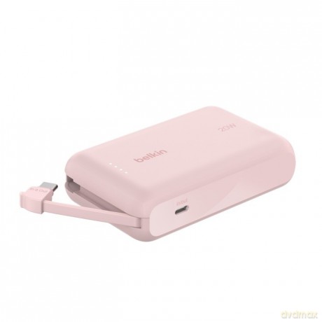 PowerBank BoostCharge 10k mAh 20w wbudowany kabel-C, port-C, różowy