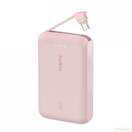 PowerBank BoostCharge 10k mAh 20w wbudowany kabel-C, port-C, różowy