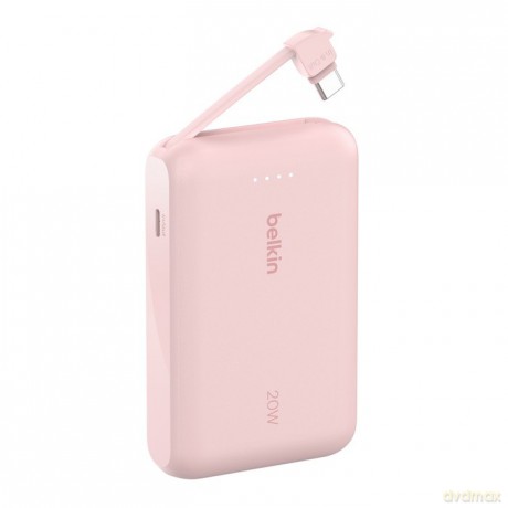 PowerBank BoostCharge 10k mAh 20w wbudowany kabel-C, port-C, różowy