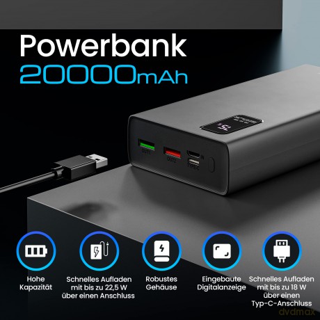 Powerbank EPB-068 USB-C EX.19508 czarny