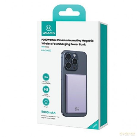 PowerBank indukcyjny 5000mAh MagSafe Fast Charging 20W Fiolet
