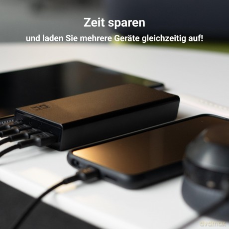 Powerbank PowerPlay 20S Czarny 20000mAh 22,5W 3x USB-C 1x USB-A