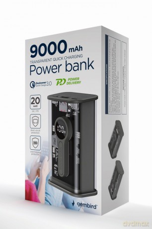 PowerBank Transparentny 9000 mAh QC3.0 Czarny
