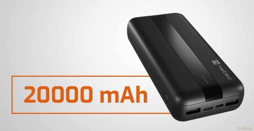 Powerbank Trevi 20000mAh 2x USB-A + USB-C Czarny