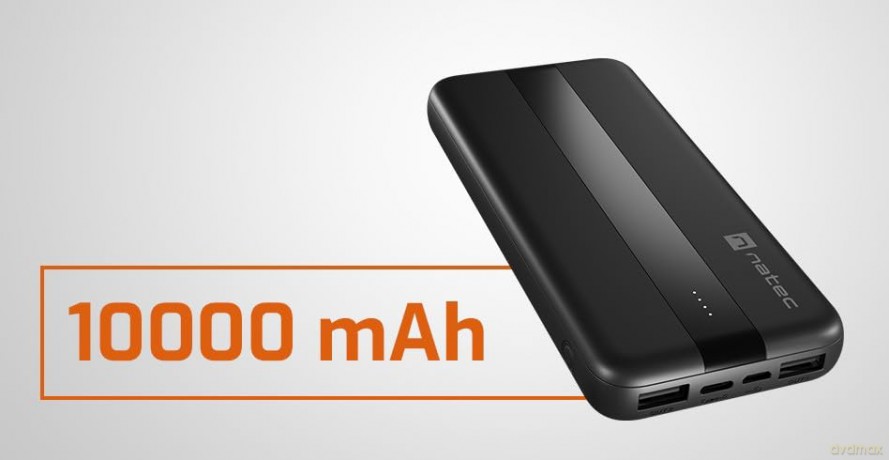 Powerbank Trevi Slim 10000mAh 2x USB-A + USB-C Czarny