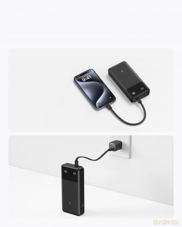 PowerBank z kablem USB-C 20000 mAh Power Delivery 30W Czarny