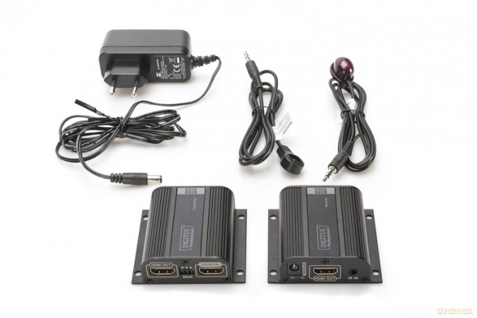 Przedłużacz/Extender HDMI do 50m po skrętce Cat.6/7 UTP, 1080p 60Hz FHD, HDCP 1.2, IR, audio (zestaw)