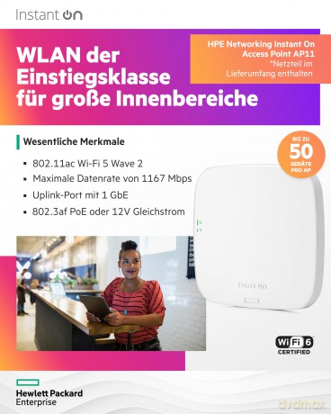 Punkt dostępowy Aruba Instant On AP 11 (RW) AP + PS R3J22A