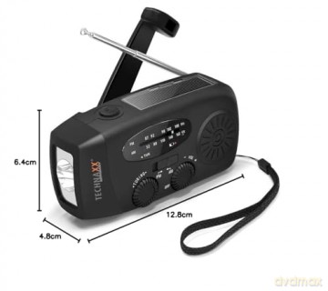 Radio słoneczne AM/FM z ręczną korbką i latarką LED