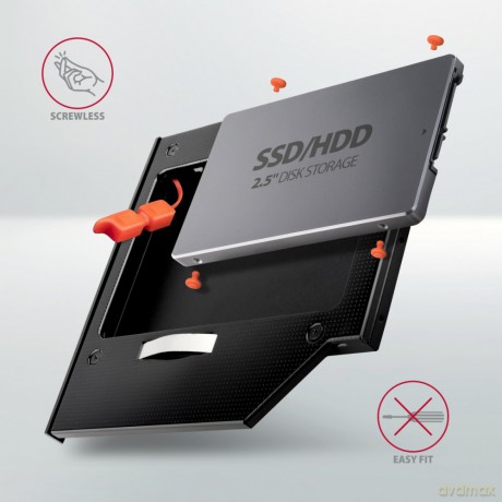 RSS-CD09 Ramka na 2,5" SSD-HDD do gniazda DVD, 9.5mm LED aluminium