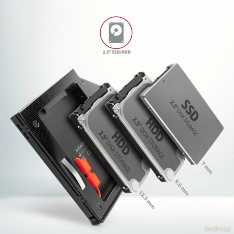 RSS-CD12 Ramka na 2,5" SSD-HDD do gniazda DVD, 12.7mm LED aluminium