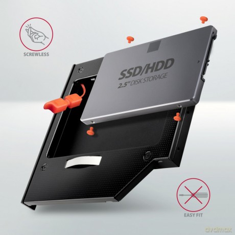 RSS-CD12 Ramka na 2,5" SSD-HDD do gniazda DVD, 12.7mm LED aluminium