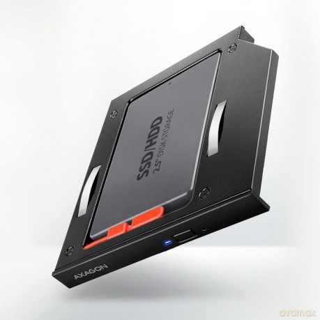 RSS-CD12 Ramka na 2,5" SSD-HDD do gniazda DVD, 12.7mm LED aluminium