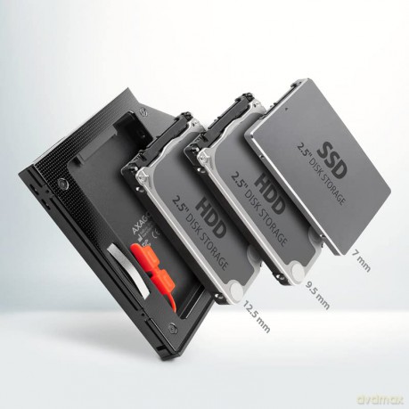 RSS-CD12 Ramka na 2,5" SSD-HDD do gniazda DVD, 12.7mm LED aluminium