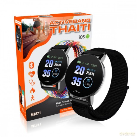 Smartband THAITI 2 nylonowe paski MT871 monitoring ciśnienia krwi, pulsu, natlenienia, aktywności sportowej i innych parametrów