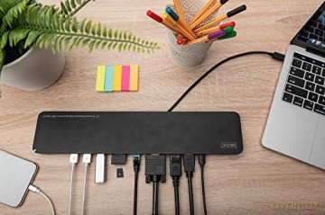 Stacja dokująca 14" USB Typ C 14 portów Funkcja Triple Monitor 4K 30Hz PD 3.0 (do 100W) Czarna
