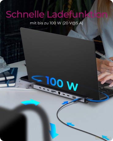 Stacja dokująca IB-DK2106a-CPD 11 w 1, 2x HDMI, 1x VGA, LAN, czytnik kart, 3x USB, 100W PD