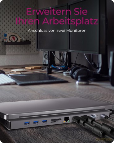 Stacja dokująca IB-DK2106a-CPD 11 w 1, 2x HDMI, 1x VGA, LAN, czytnik kart, 3x USB, 100W PD