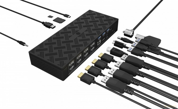 Stacja dokująca IB-DK2288AC 13in1,4x4K Monitory,PD 100Watt,Audio,LAN, czytnik Kart, DisplayLink