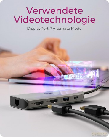 Stacja dokująca IB-DK4012-CPD 9w1, 2x HDMI, 4K60Hz, 3xUSB, 100W PD,LAN, Czytnik kart