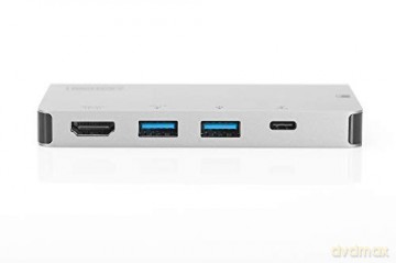 Stacja dokująca podróżna USB Typ C, 6 portów 4K, HDMI, VGA, USB3.0, RJ45, microSD, SD/MMC, Srebrna