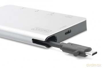 Stacja dokująca podróżna USB Typ C, 6 portów 4K, HDMI, VGA, USB3.0, RJ45, microSD, SD/MMC, Srebrna