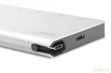 Stacja dokująca podróżna USB Typ C, 6 portów 4K, HDMI, VGA, USB3.0, RJ45, microSD, SD/MMC, Srebrna