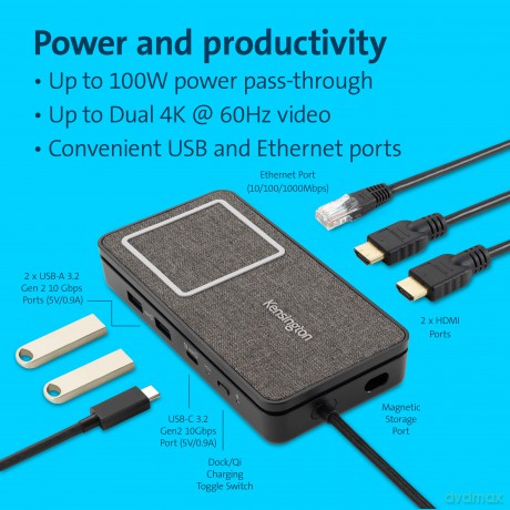 Stacja dokująca SD1700p USB-C Dual 4K portable Qi
