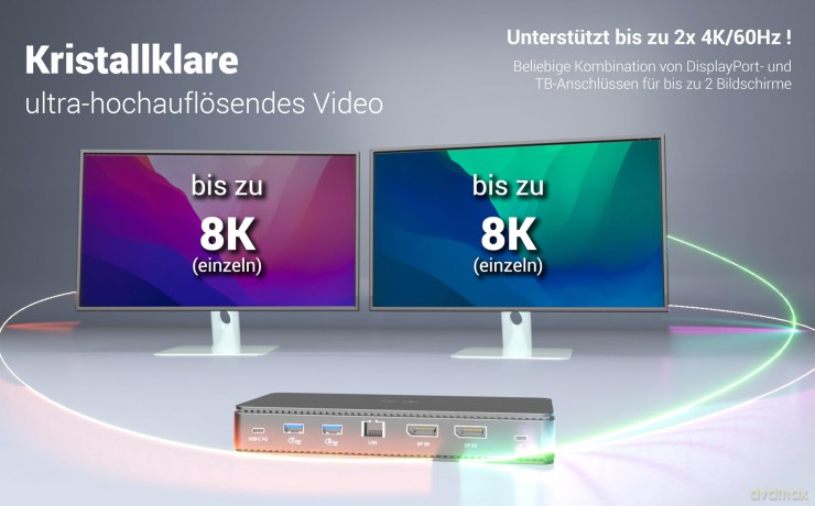 Stacja dokująca Thunderbolt4 2x Display Docking Station Gen3 7x USB, 2.5 GLAN PowerDelivery 92 W kabel TB4 1m
