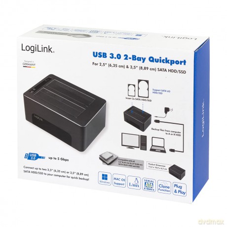 Stacja dokująca USB 3.0 dla 2 x 2.5/3.5 cala SATA HDD/SDD