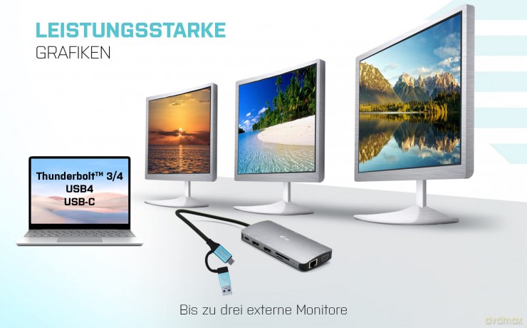 Stacja dokująca USB 3.0/USB-C/Thunderbolt 3x Display Metal Nano Dock LAN +Power Delivery 100W