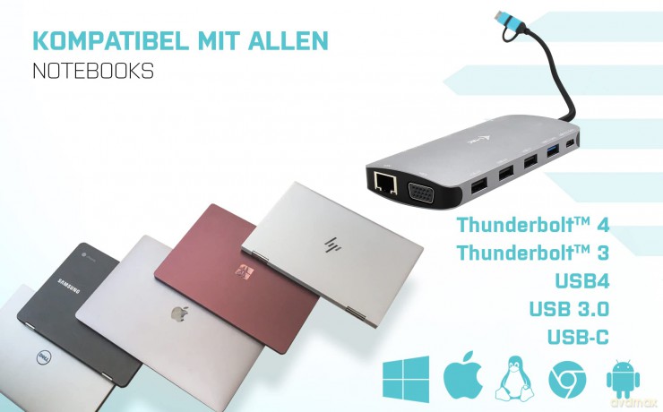 Stacja dokująca USB 3.0/USB-C/Thunderbolt 3x Display Metal Nano Dock LAN +Power Delivery 100W