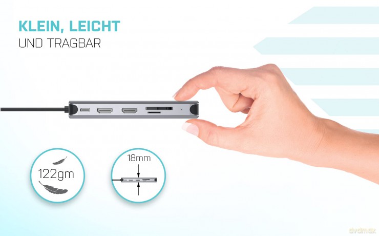 Stacja dokująca USB 3.0/USB-C/Thunderbolt 3x Display Metal Nano Dock LAN +Power Delivery 100W