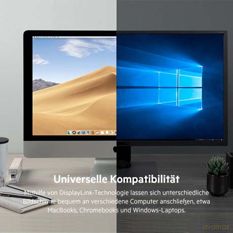 Stacja dokująca USB C Display Link, obsługa trzech wyświetlaczy do 4K, HDMI, DP, USB C, USB A, GbE, Audio, PD 85w, kompatybilność z Mac/PC/Chrome