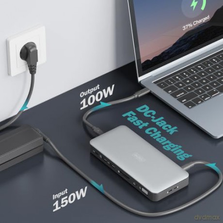 Stacja dokująca USB Typ C 11-portów 2x HDMI 1x DisplayPort 4K/60Hz DC-Jack 150W
