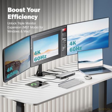 Stacja dokująca USB Typ C 13-portów 3x HDMI 2x DisplayPort 4K/60Hz DC-Jack 150W