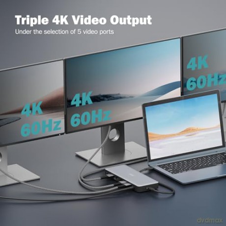 Stacja dokująca USB Typ C 13-portów 3x HDMI 2x DisplayPort 4K/60Hz DC-Jack 150W