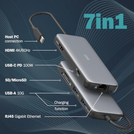 Stacja dokująca USB Typ C 7-portów HDMI 4K/60Hz PD 3.0