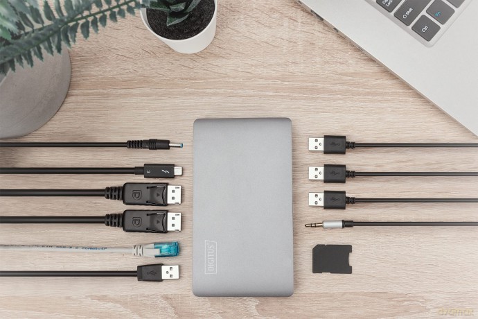 Stacja dokująca USB-C 11-portów z Thunderbolt 3, 8K 30Hz, PD 3.0, RJ45, Aluminiowa