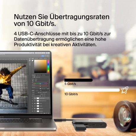 Stacja dokująca USB-C do 4xUSB-C czarny