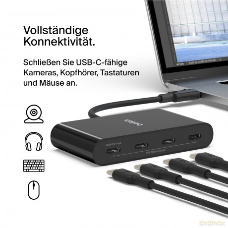 Stacja dokująca USB-C do 4xUSB-C czarny