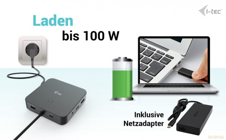 Stacja dokująca USB-C HDMI Dual DP Docking Station Power Delivery 100 W + i-tec Universal Charger 100 W