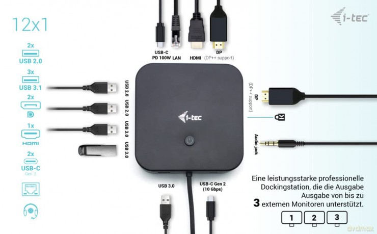 Stacja dokująca USB-C HDMI Dual DP Docking Station Power Delivery 100 W + i-tec Universal Charger 100 W