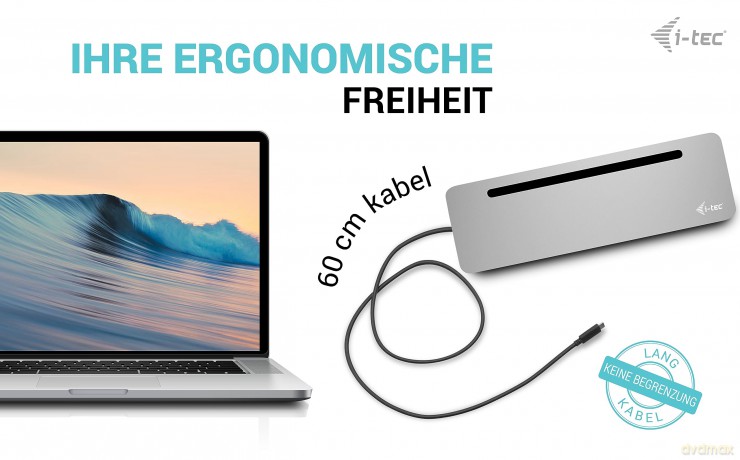 Stacja dokująca USB-C Metal Ergonomic 4K 3x Display Docking Station PD 100W + i-tec Universal Charger 100W (bundle)