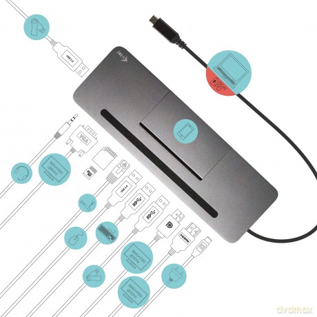 Stacja dokująca USB-C Metal Ergonomic 4K 3x Display Docking Station Power Delivery 85 W