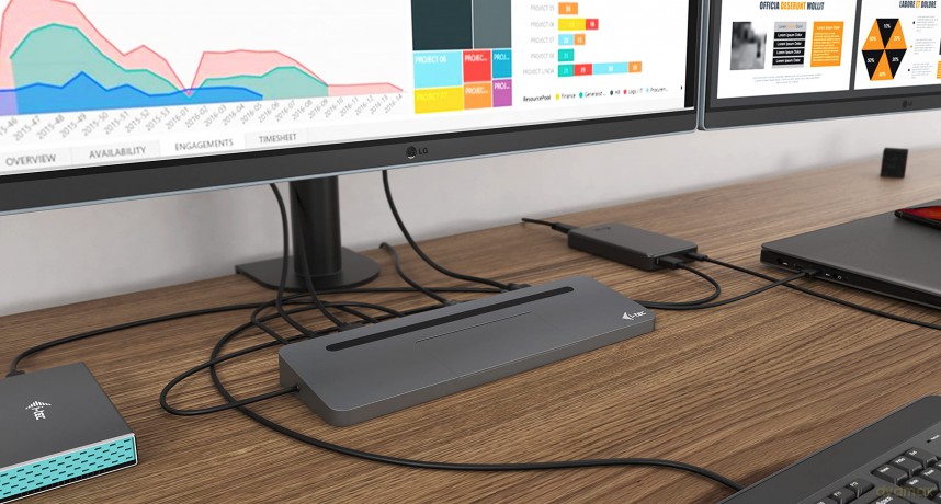Stacja dokująca USB-C Metal Ergonomic 4K 3x Display Docking Station Power Delivery 85 W