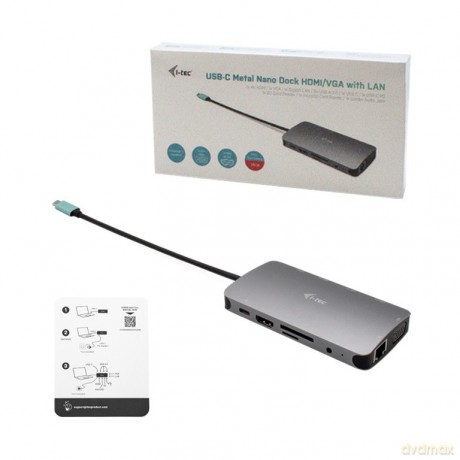 Stacja dokująca USB-C Metal Nano Dock HDMI/VGA with LAN + Universal Charger 100W