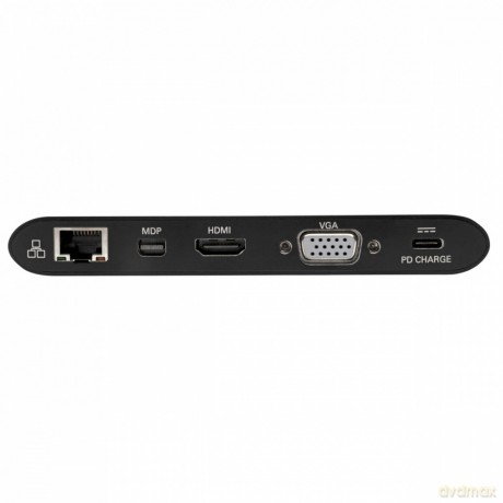 Stacja dokująca USB-C, podwójny wyświetlacz 4K HDMI/mDP, VGA, USB 3.2 Gen 1, koncentrator USB-A/C, GbE, karta pamięci, ładowanie PD 100 W