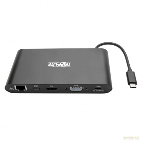 Stacja dokująca USB-C, podwójny wyświetlacz 4K HDMI/mDP, VGA, USB 3.2 Gen 1, koncentrator USB-A/C, GbE, karta pamięci, ładowanie PD 100 W
