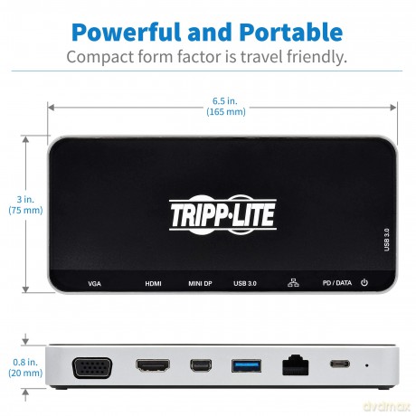 Stacja dokująca USB, potrójny wyświetlacz 4K HDMI i mDP, VGA, USB 3.2 Gen 1, koncentrator USB-A/C, GbE, ładowanie PD 60W U442-DOCK16-B